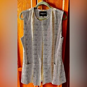 Lafayette 148 New York Textured Sleeveless Open-Front Soft Leather Vest